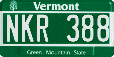 VT license plate NKR388
