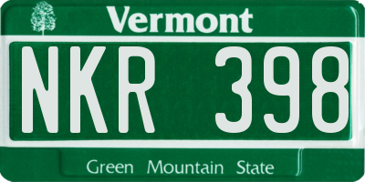 VT license plate NKR398