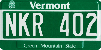 VT license plate NKR402