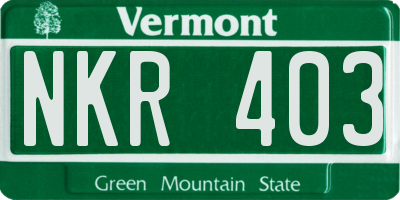 VT license plate NKR403