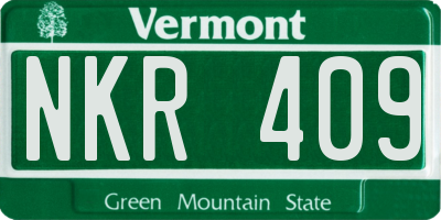 VT license plate NKR409