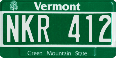 VT license plate NKR412