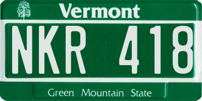 VT license plate NKR418