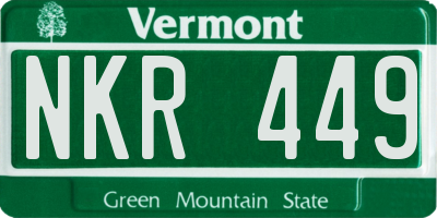 VT license plate NKR449