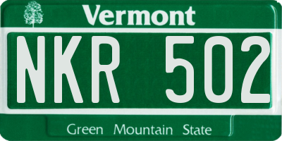 VT license plate NKR502