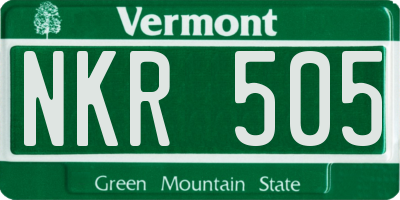 VT license plate NKR505