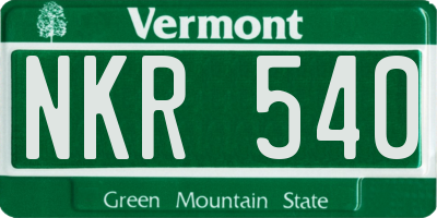 VT license plate NKR540