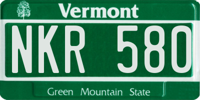 VT license plate NKR580