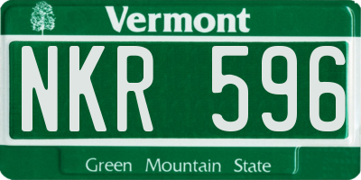 VT license plate NKR596
