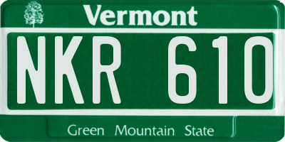 VT license plate NKR610