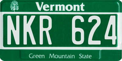 VT license plate NKR624