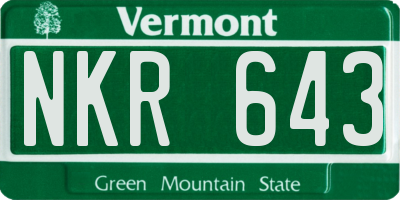 VT license plate NKR643