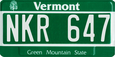 VT license plate NKR647