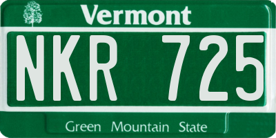 VT license plate NKR725