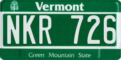 VT license plate NKR726