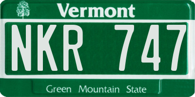 VT license plate NKR747