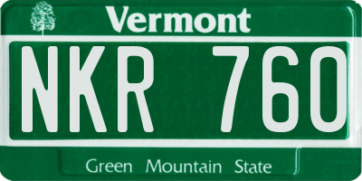 VT license plate NKR760