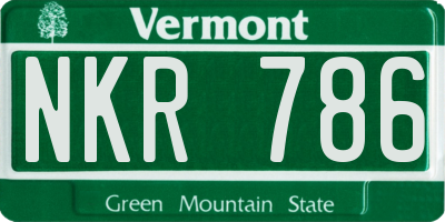 VT license plate NKR786