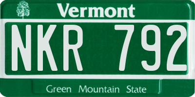VT license plate NKR792