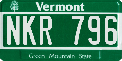 VT license plate NKR796
