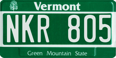 VT license plate NKR805