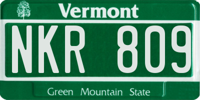 VT license plate NKR809