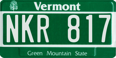 VT license plate NKR817