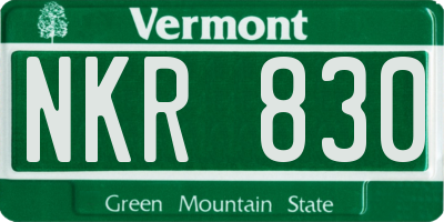 VT license plate NKR830