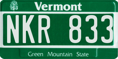 VT license plate NKR833