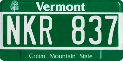 VT license plate NKR837