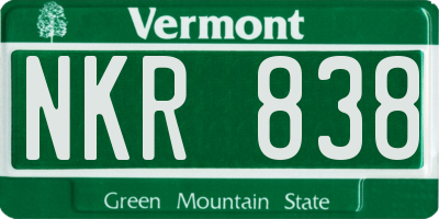 VT license plate NKR838