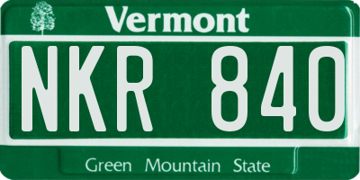 VT license plate NKR840