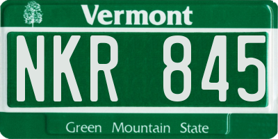 VT license plate NKR845