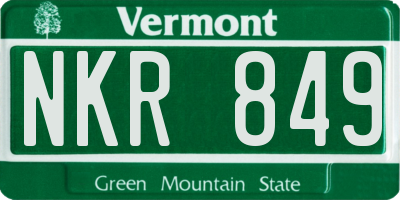 VT license plate NKR849