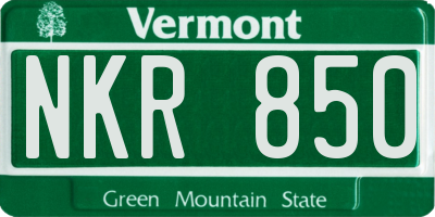 VT license plate NKR850