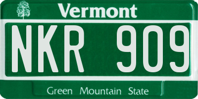 VT license plate NKR909