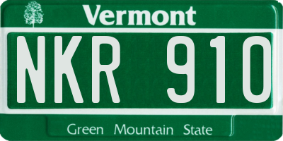 VT license plate NKR910
