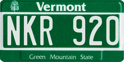VT license plate NKR920