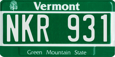 VT license plate NKR931