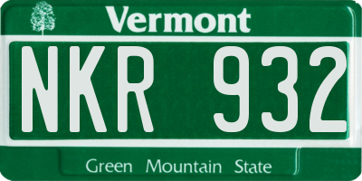 VT license plate NKR932