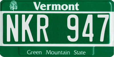 VT license plate NKR947
