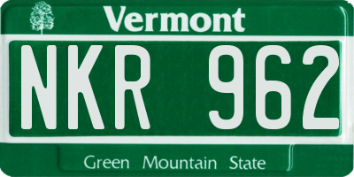 VT license plate NKR962