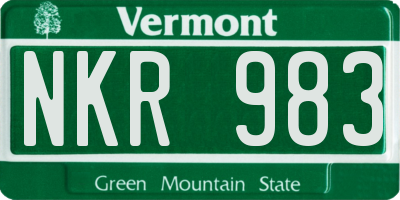 VT license plate NKR983