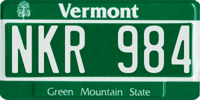 VT license plate NKR984