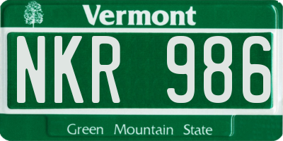 VT license plate NKR986