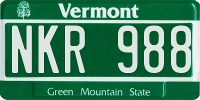 VT license plate NKR988