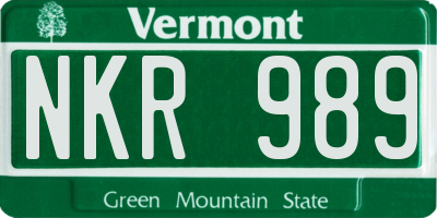 VT license plate NKR989