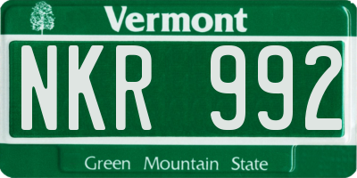 VT license plate NKR992