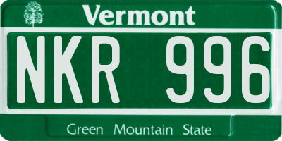 VT license plate NKR996