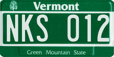 VT license plate NKS012